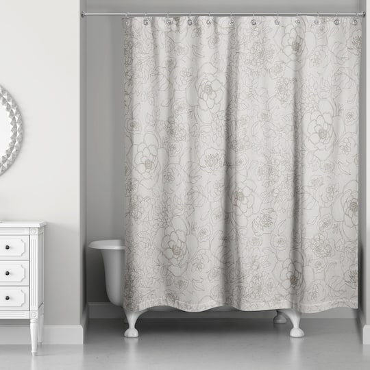 Line Floral Shower Curtain